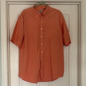 L.L. Bean Men's Orange Thin-Stripe Short-Sleeve Button-Down Shirt